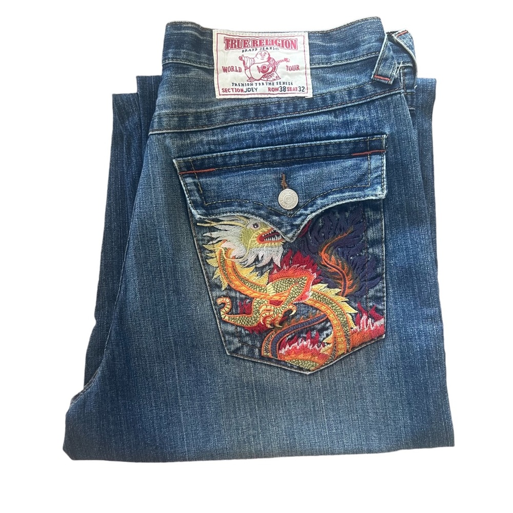 True Religion Joey Embroidered Dragon Denim Jeans